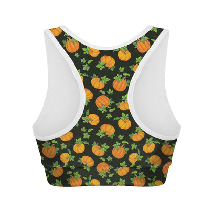 Cute Pumpkin Pattern Print Women's Sports Bra