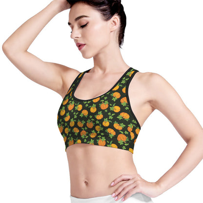 Cute Pumpkin Pattern Print Women's Sports Bra