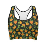 Cute Pumpkin Pattern Print Women's Sports Bra