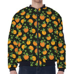 Cute Pumpkin Pattern Print Zip Sleeve Bomber Jacket
