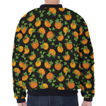 Cute Pumpkin Pattern Print Zip Sleeve Bomber Jacket