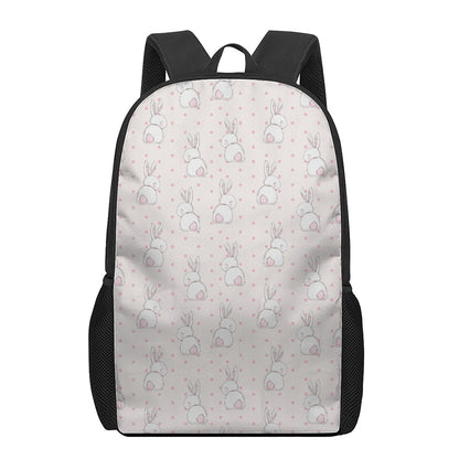 Cute Rabbit Pattern Print 17 Inch Backpack