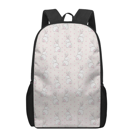 Cute Rabbit Pattern Print 17 Inch Backpack
