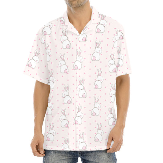 Cute Rabbit Pattern Print Aloha Shirt