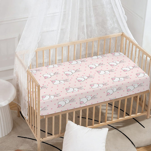 Cute Rabbit Pattern Print Baby Crib Sheet