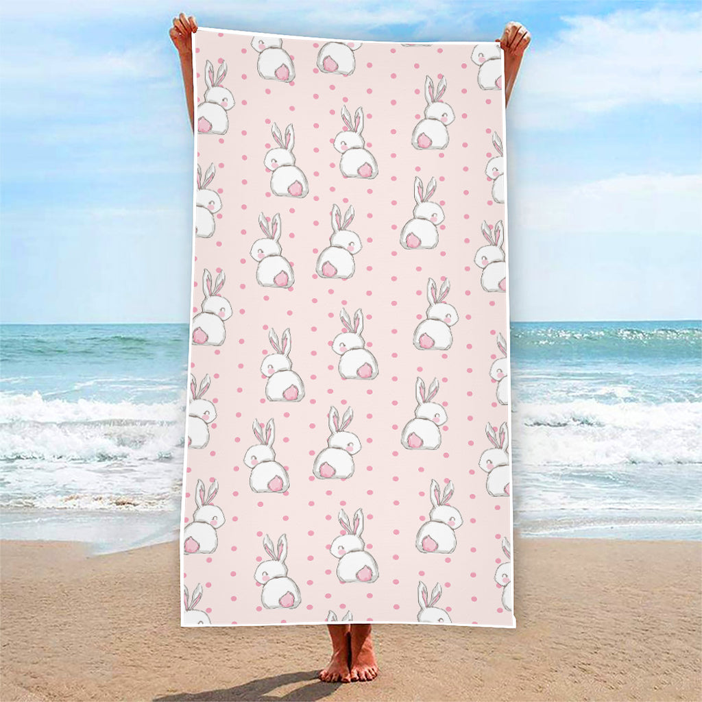 Cute Rabbit Pattern Print Beach Towel