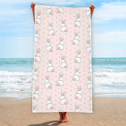 Cute Rabbit Pattern Print Beach Towel