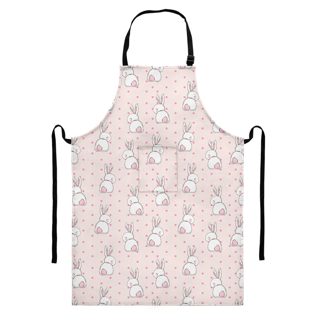 Cute Rabbit Pattern Print Bib Apron With Pocket
