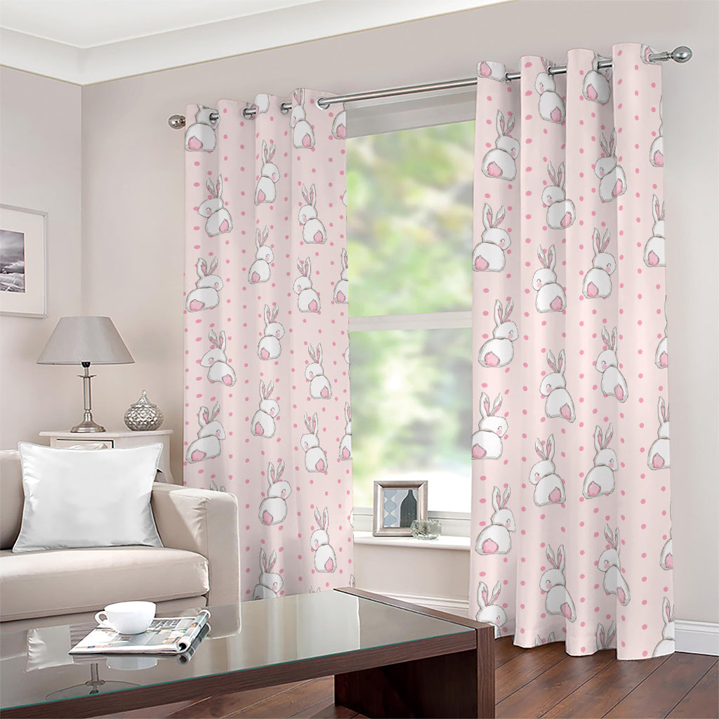 Cute Rabbit Pattern Print Blackout Grommet Curtains