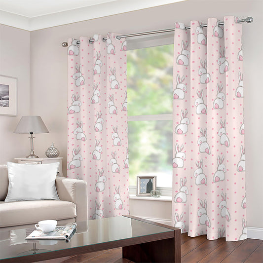 Cute Rabbit Pattern Print Blackout Grommet Curtains