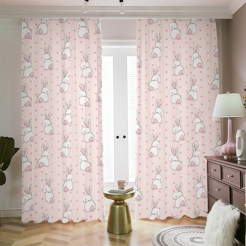Cute Rabbit Pattern Print Blackout Pencil Pleat Curtains