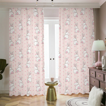 Cute Rabbit Pattern Print Blackout Pencil Pleat Curtains