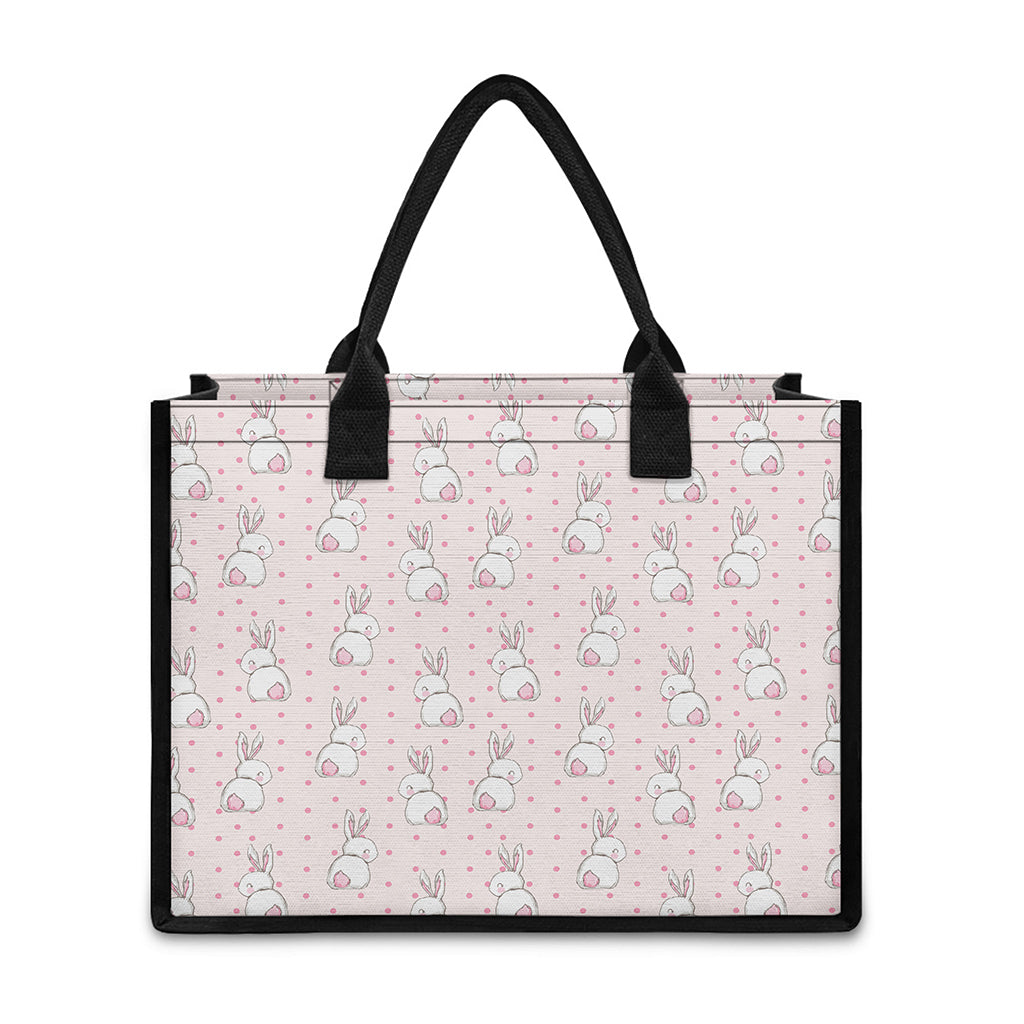 Cute Rabbit Pattern Print Canvas Tote Bag