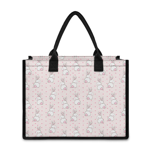 Cute Rabbit Pattern Print Canvas Tote Bag