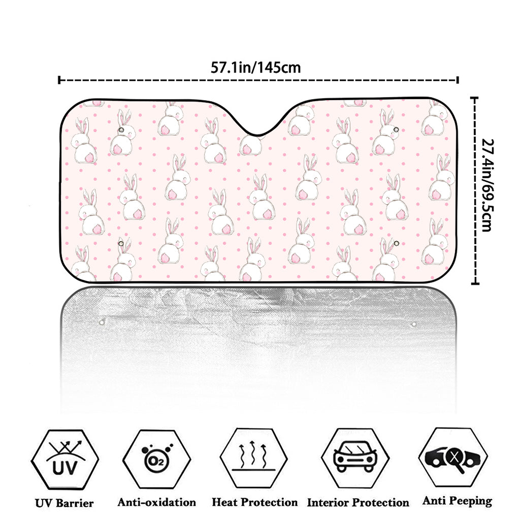 Cute Rabbit Pattern Print Car Windshield Sun Shade