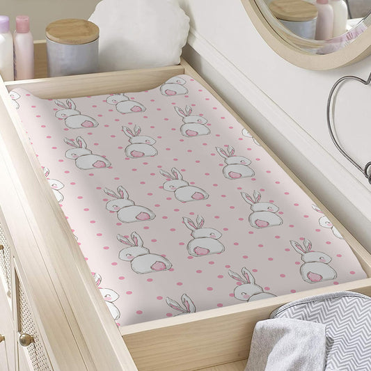 Cute Rabbit Pattern Print Changing Pad Cover