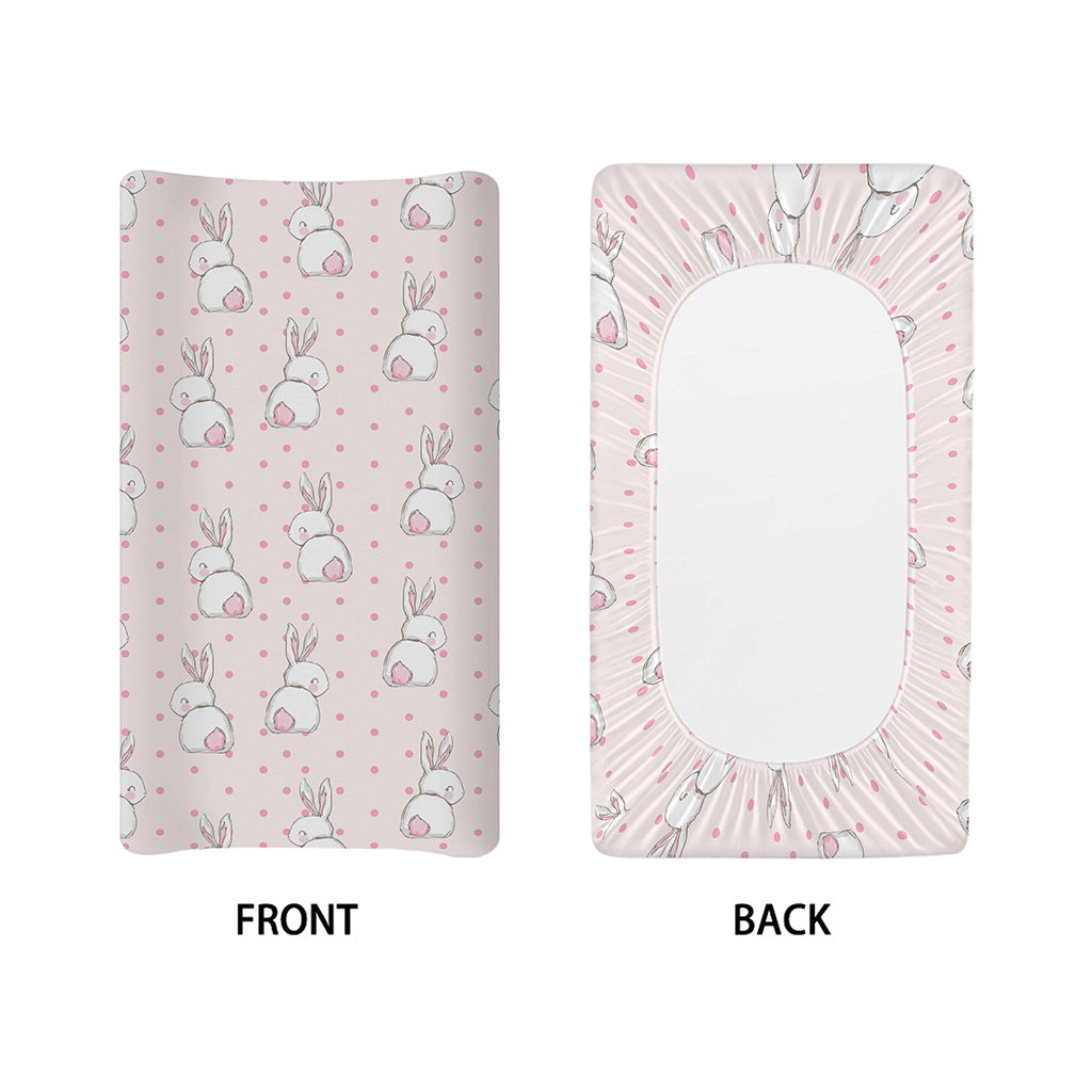 Cute Rabbit Pattern Print Changing Pad Cover