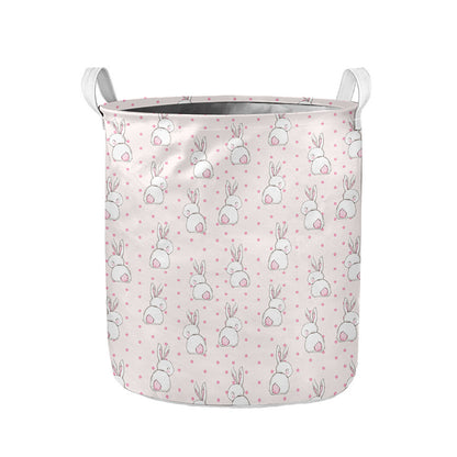 Cute Rabbit Pattern Print Collapsible Laundry Basket
