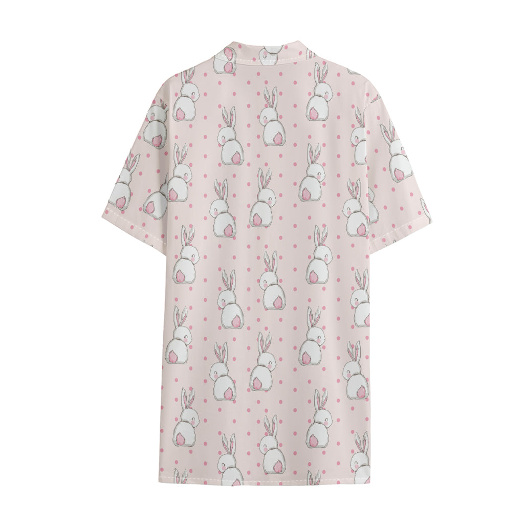 Cute Rabbit Pattern Print Cotton Hawaiian Shirt