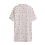Cute Rabbit Pattern Print Cotton Hawaiian Shirt