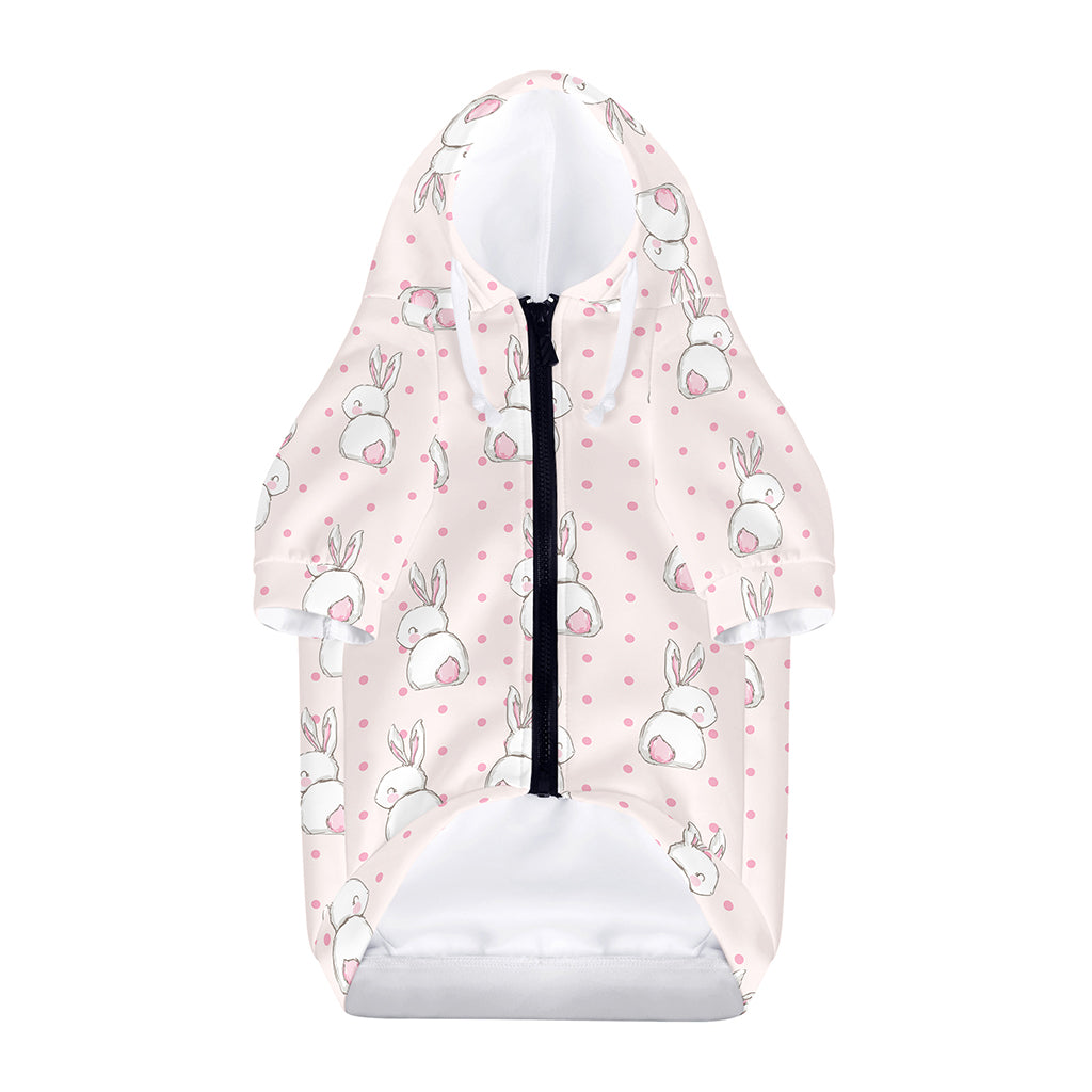 Cute Rabbit Pattern Print Dog Zip Up Hoodie