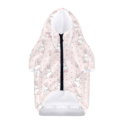 Cute Rabbit Pattern Print Dog Zip Up Hoodie