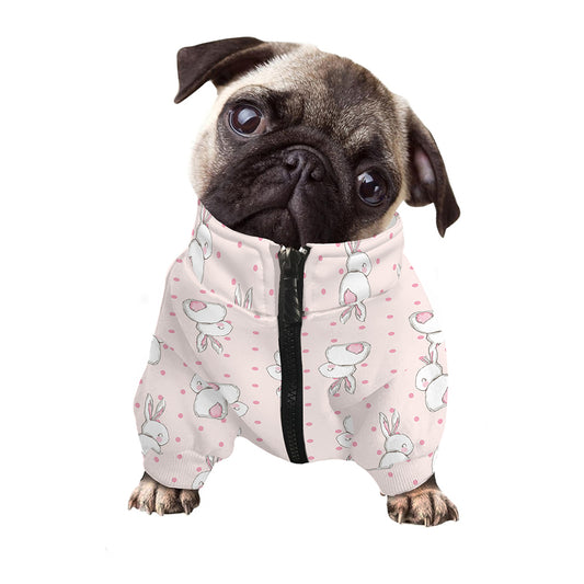 Cute Rabbit Pattern Print Dog Zip Up Jacket