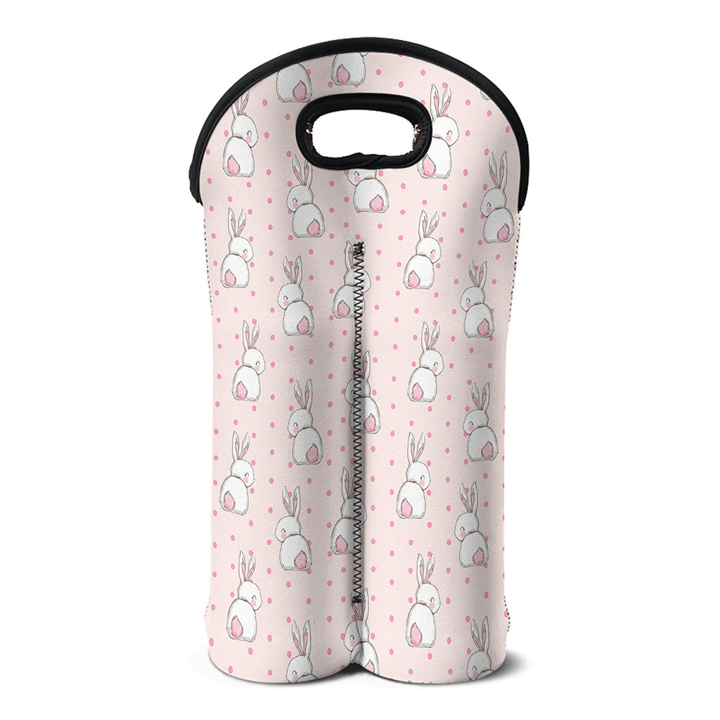 Cute Rabbit Pattern Print Double Neoprene Wine Tote