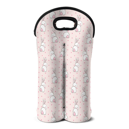 Cute Rabbit Pattern Print Double Neoprene Wine Tote