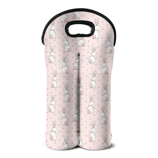 Cute Rabbit Pattern Print Double Neoprene Wine Tote