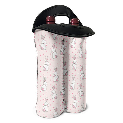 Cute Rabbit Pattern Print Double Neoprene Wine Tote