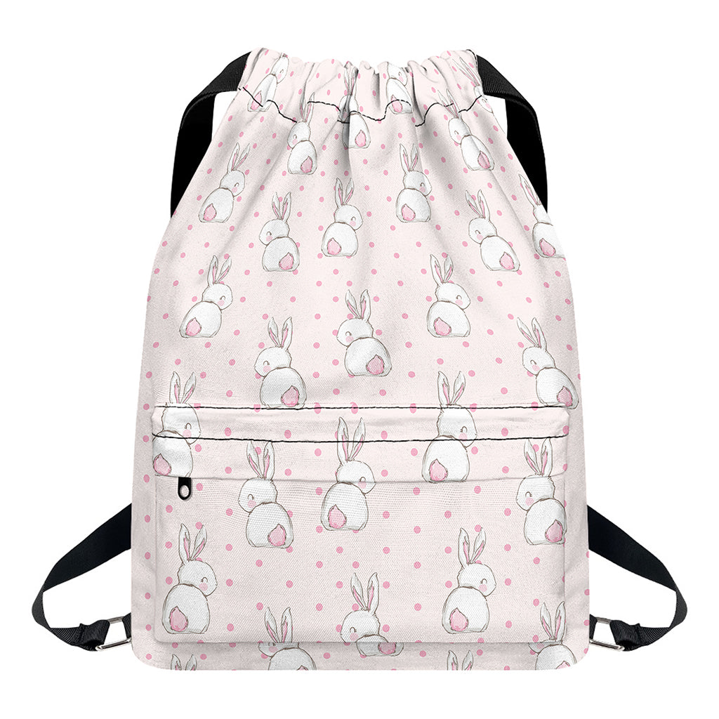Cute Rabbit Pattern Print Drawstring Backpack