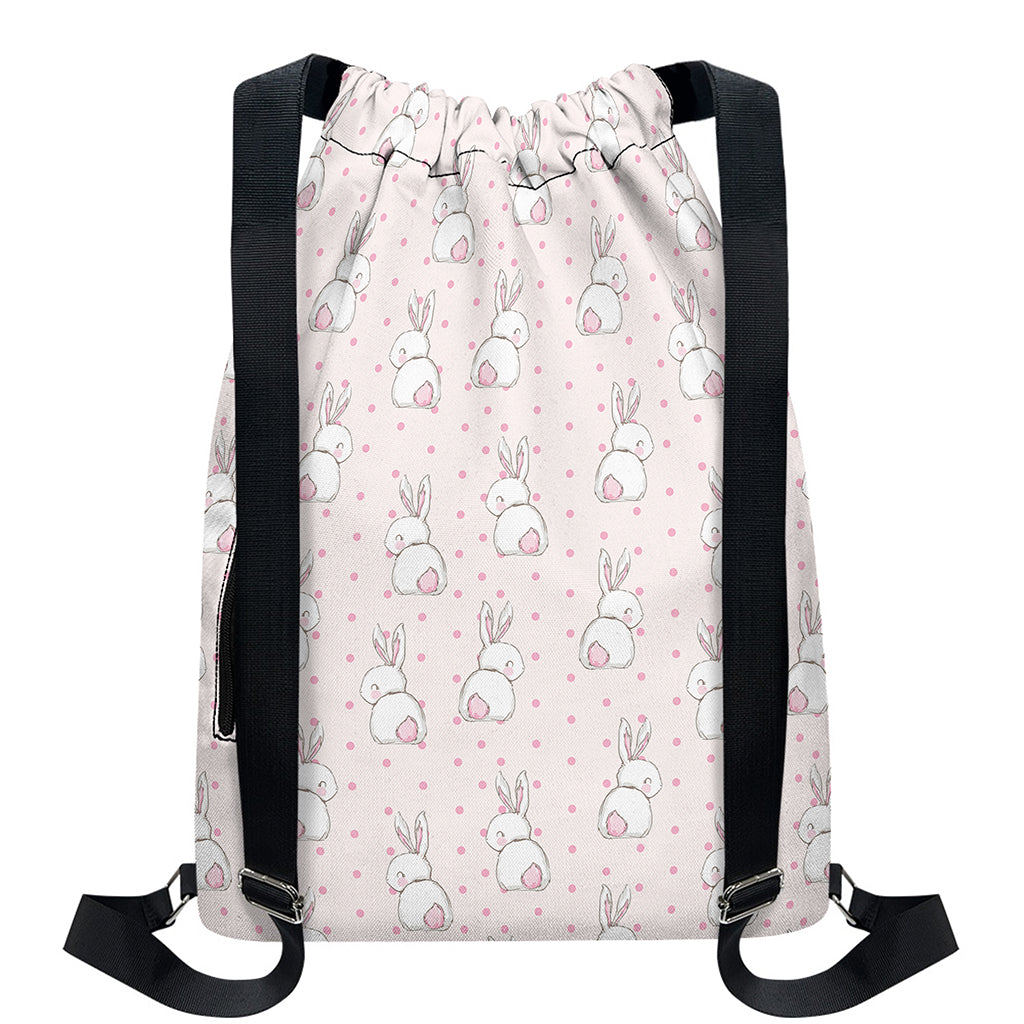 Cute Rabbit Pattern Print Drawstring Backpack