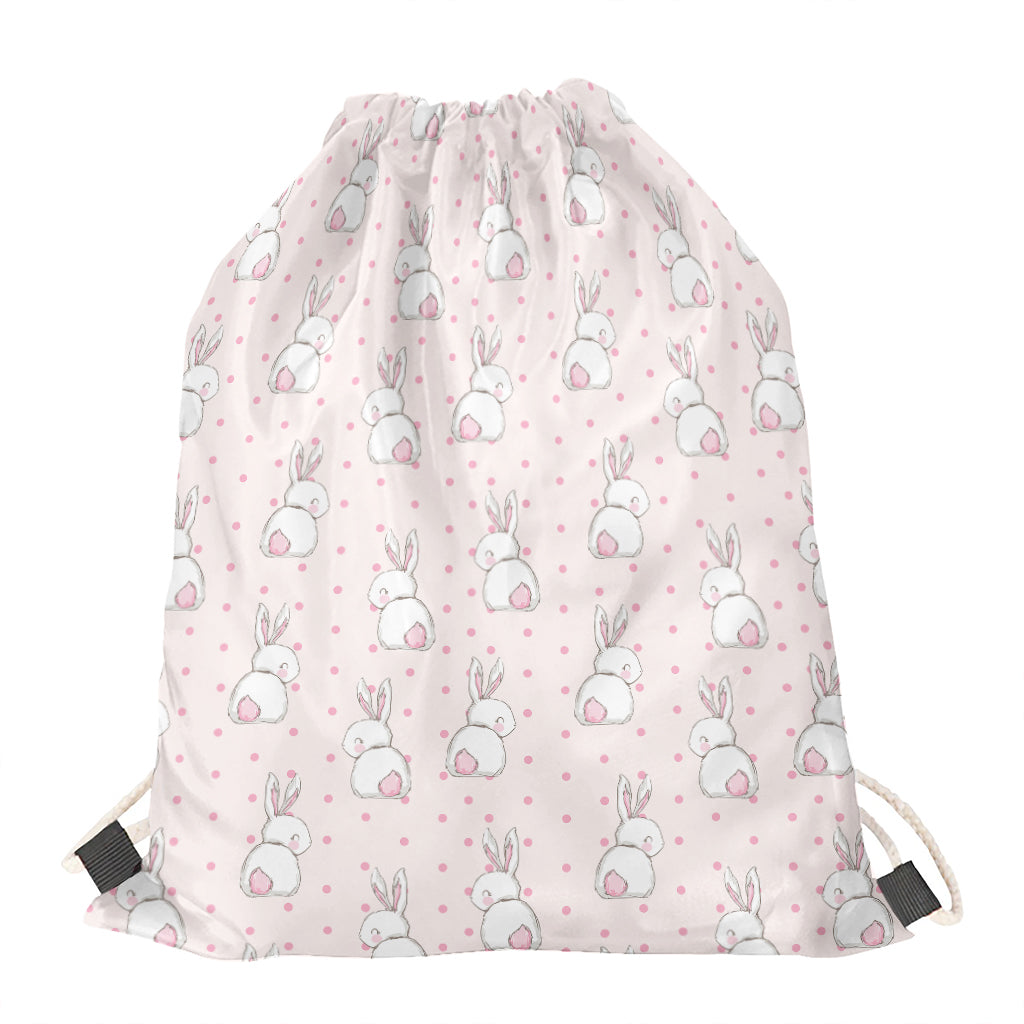 Cute Rabbit Pattern Print Drawstring Bag