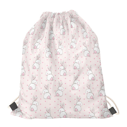Cute Rabbit Pattern Print Drawstring Bag