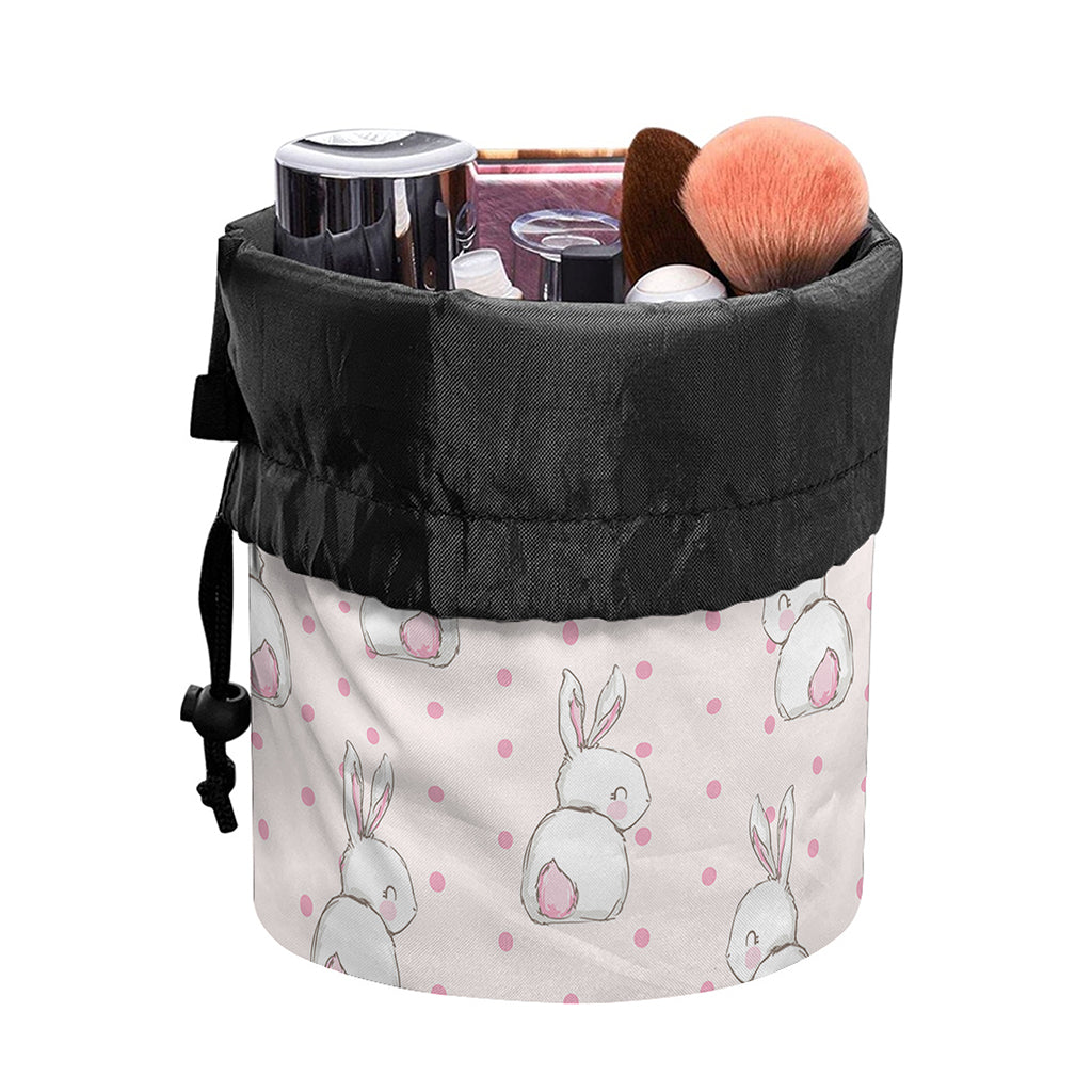 Cute Rabbit Pattern Print Drawstring Makeup Bag