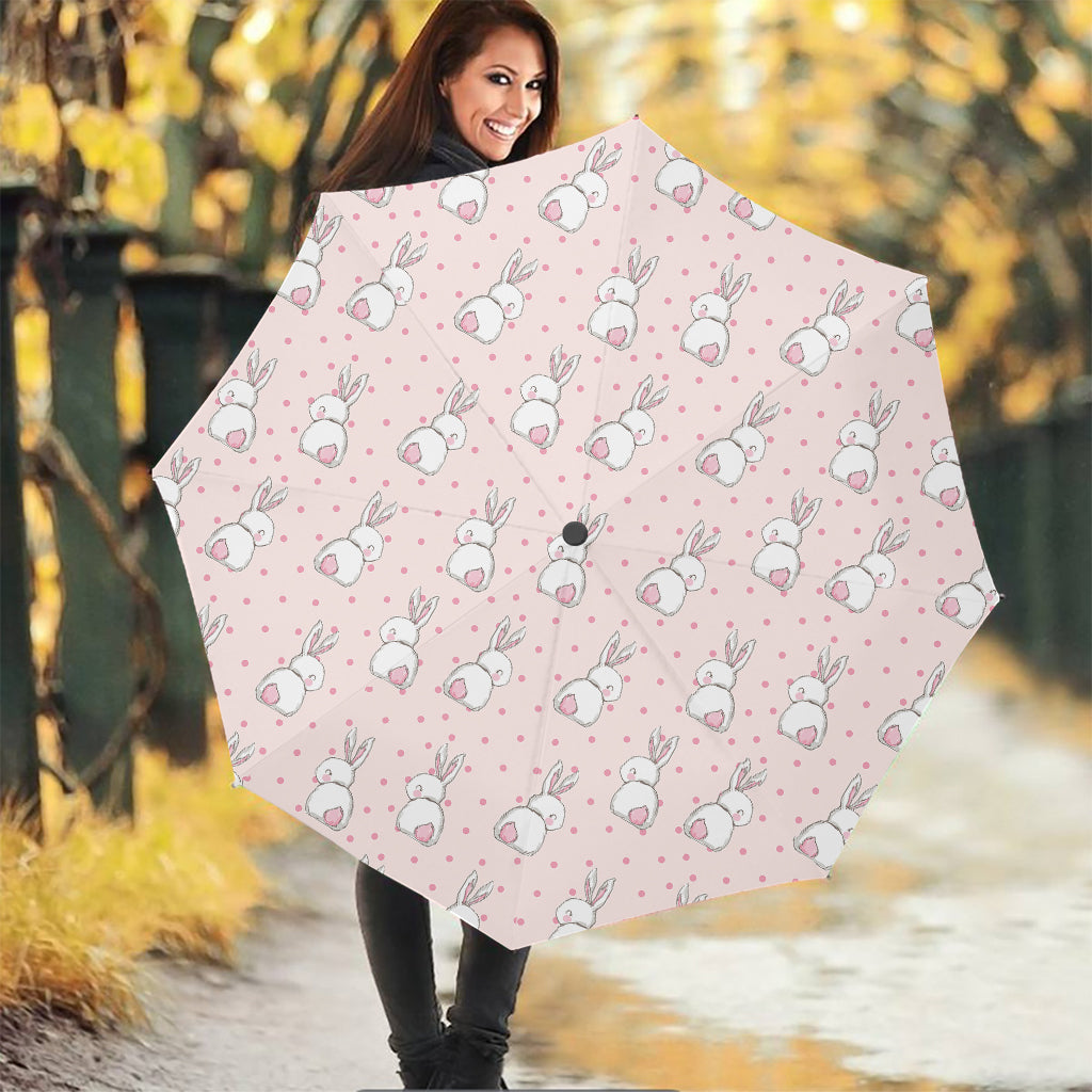 Cute Rabbit Pattern Print Foldable Umbrella
