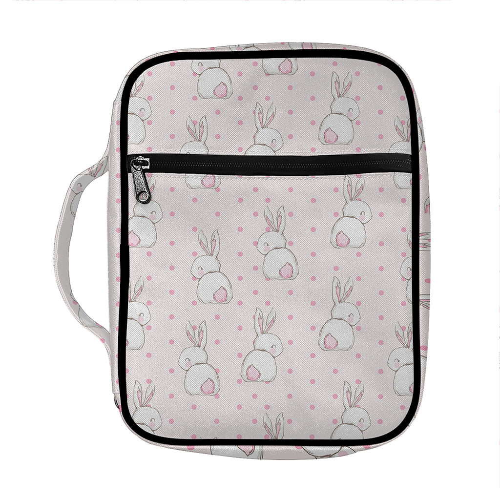 Cute Rabbit Pattern Print Front Pocket Bible Bag