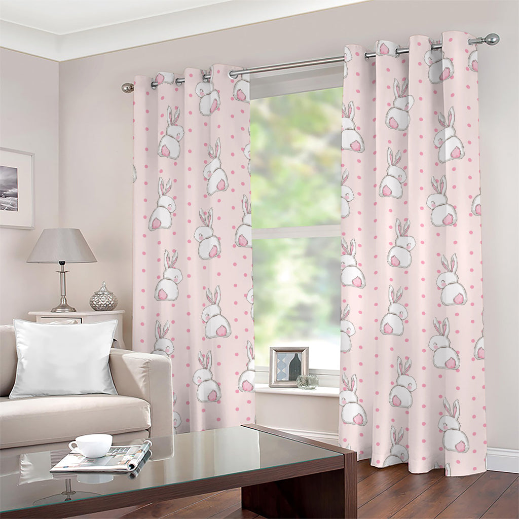 Cute Rabbit Pattern Print Grommet Curtains