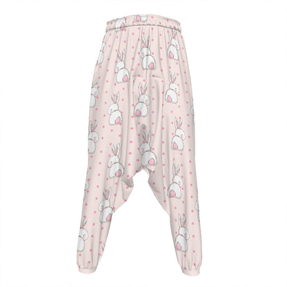 Cute Rabbit Pattern Print Hammer Pants