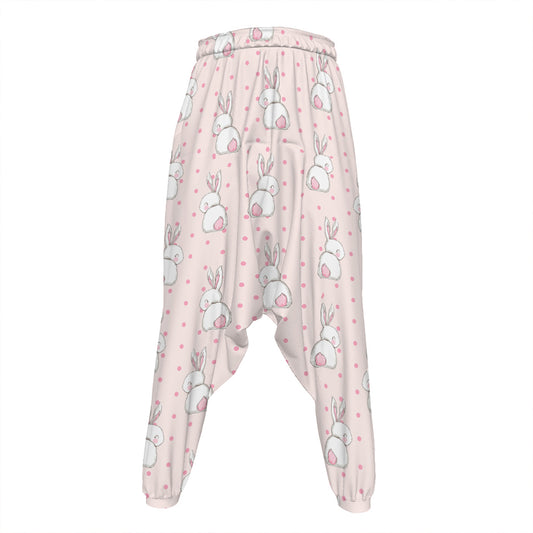 Cute Rabbit Pattern Print Hammer Pants