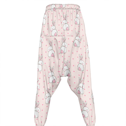 Cute Rabbit Pattern Print Hammer Pants