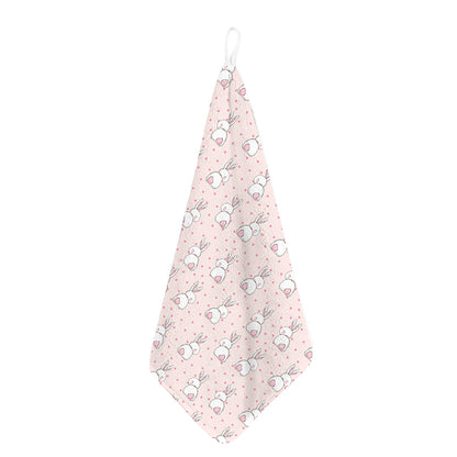 Cute Rabbit Pattern Print Hand Towel