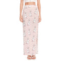 Cute Rabbit Pattern Print High Slit Maxi Skirt