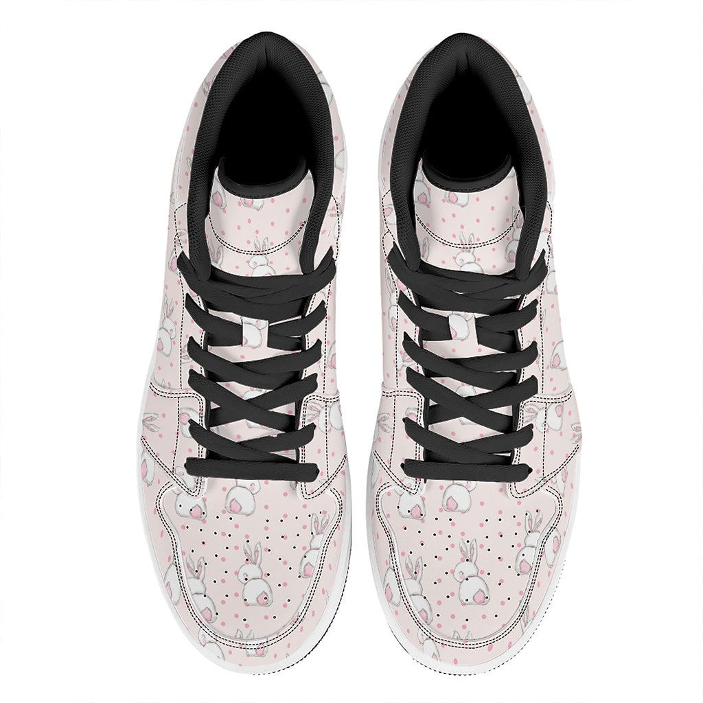 Cute Rabbit Pattern Print High Top Leather Sneakers