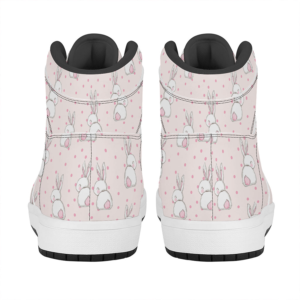 Cute Rabbit Pattern Print High Top Leather Sneakers