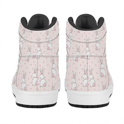 Cute Rabbit Pattern Print High Top Leather Sneakers