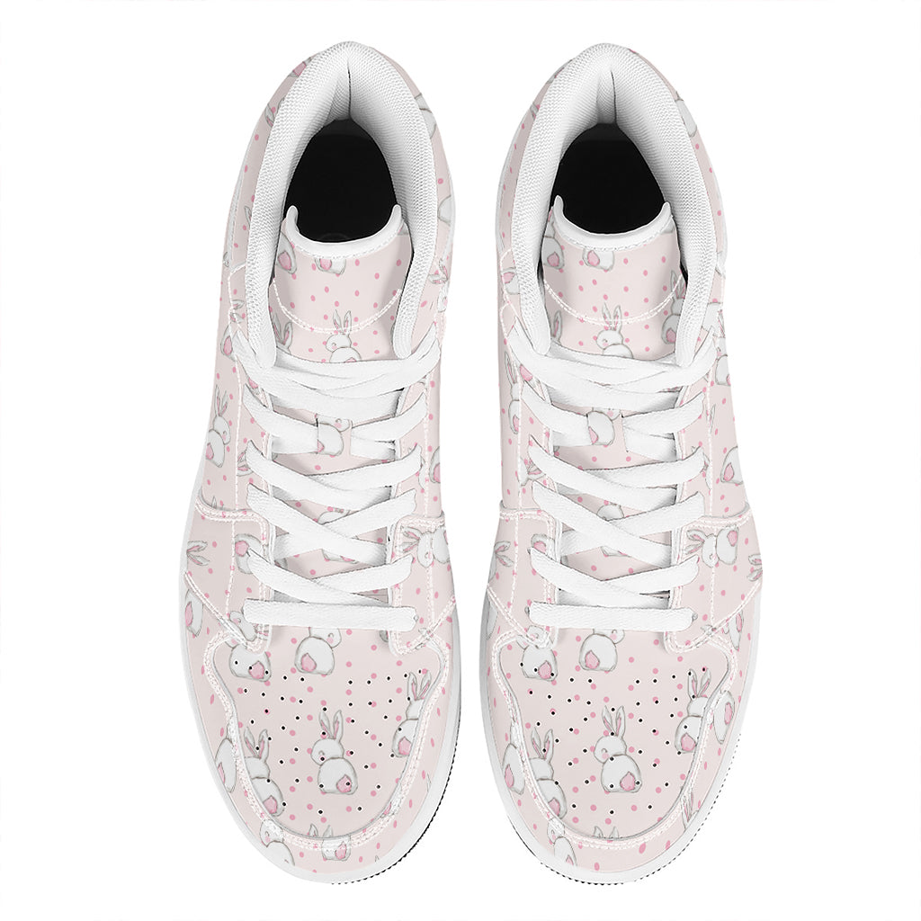 Cute Rabbit Pattern Print High Top Leather Sneakers