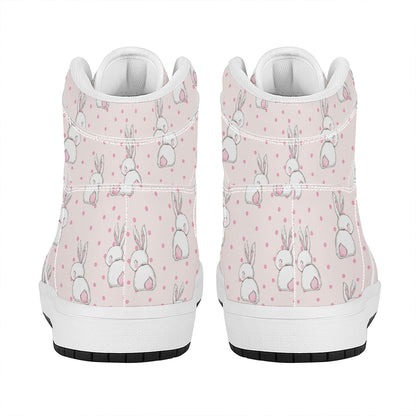 Cute Rabbit Pattern Print High Top Leather Sneakers