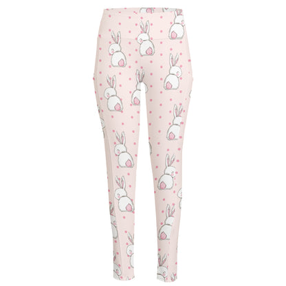 Cute Rabbit Pattern Print High-Waisted Pocket Leggings